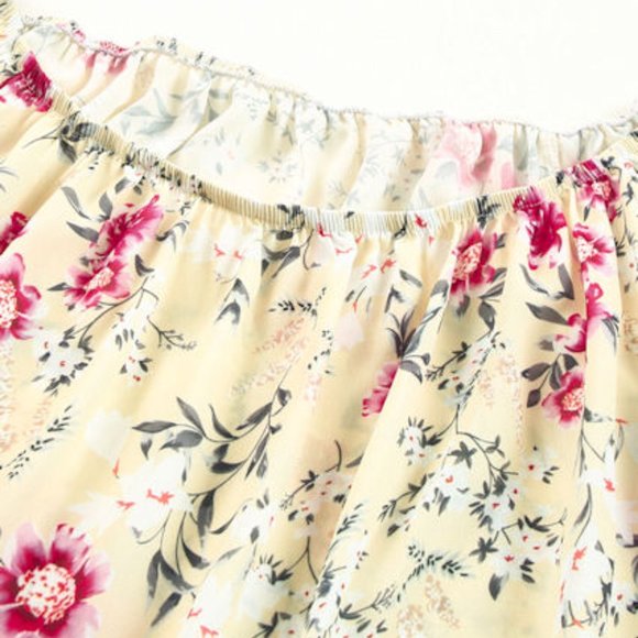 060. Yellow Plus Size Floral Off Shoulder Ruffle Sleeve Top   Size 3X - Picture 9 of 10